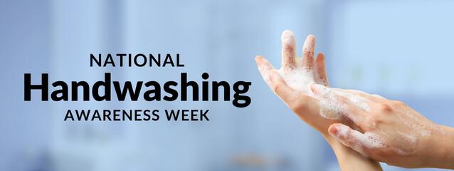 Hands covered with soap lather for hygiene demonstration