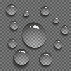 Realistic water droplets on transparent surface liquid waterdrop wet spray bubble drops