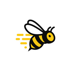 Cartoon bee in motion leaves vapor trail