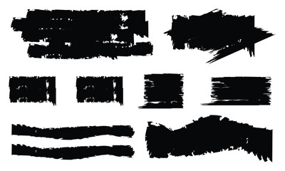 Abstract Black Brush Strokes and Grunge Ink Marks Collection | Hand-Drawn Rough Texture, Splatters, Bold Brushstrokes & Artistic Overlay Elements