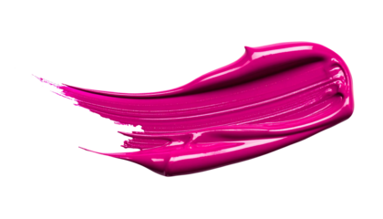 textured abstract magenta color paint stroke isolated on transparent background, png