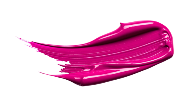 textured abstract magenta color paint stroke isolated on transparent background, png