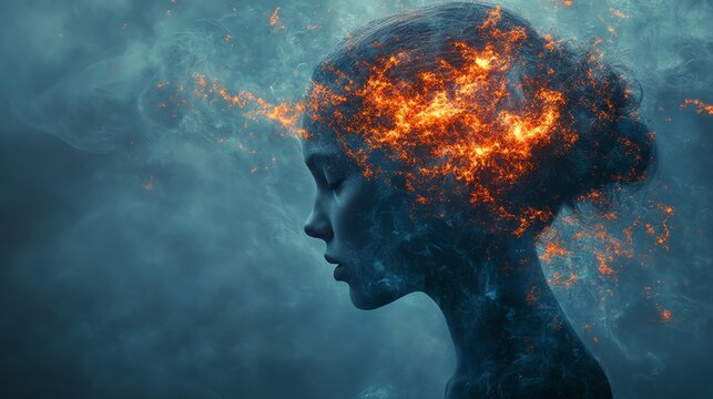 Overwhelming information data explode out of head of young human brain, too much media, too much information, maximalism, news, social media addiction Generative AI image weber
