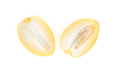 fresh Palm dates on the white background.