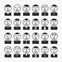 A collection of cartoon faces with different hairstyles and facial features.