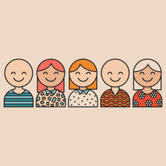 A collection of cartoon faces with different hairstyles and facial features.