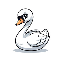 Obraz premium Cute Cartoon Swan Illustration Isolated on White Background