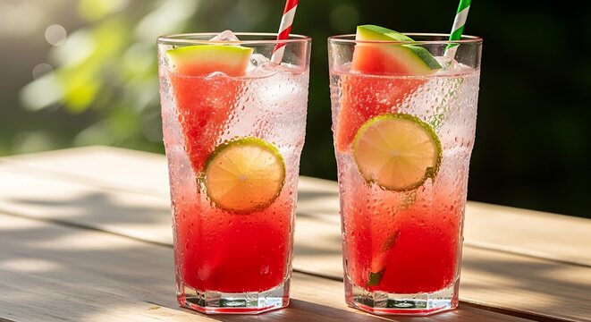 Refreshing Watermelon Lime Drinks on a Sunny Day.