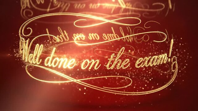 Elegant animated congratulations with golden text wishing you a success in exam