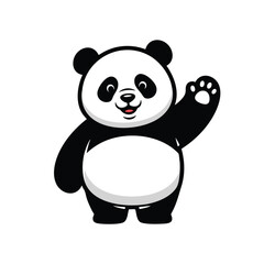 Naklejka premium Cute Cartoon Panda Waving Hand Greeting Mascot Character Isolated on White