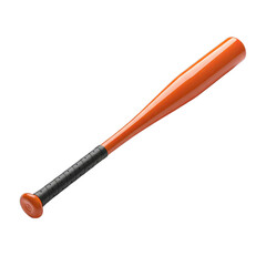 Shiny Orange Baseball Bat with Black Grip Isolated on White Background Studio Lighting Detailed Sports Equipment