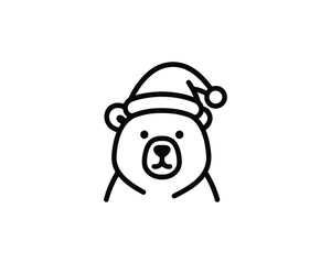 Bear wearing a Santa hat vector