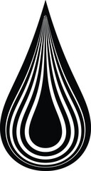 Abstract teardrop shape with layered lines in modern black vector design