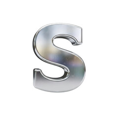 Shiny Silver Letter S with Brushed Metal Texture Isolated on Black Background 3D Render Macro Studio Shot
