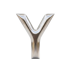 Shiny Silver Letter Y Geometric Object Isolated On Transparent Background Studio Shot Reflective Metallic Alphabet Typography
