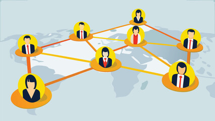 Global digital network connecting diverse people and ideas symbolizing international collaboration and interconnectedness through technology and communication