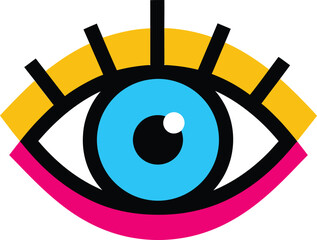 Colorful Eye Icon with Eyelashes Vector