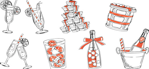 
“Merry Christmas – A Highly Detailed, Professionally Crafted, and Fully Comprehensive Collection of Festive Holiday Ornaments, coctail glasses.