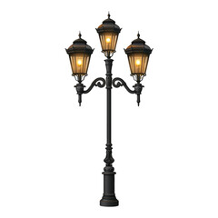 Elegant three-light street lamp design for outdoor spaces