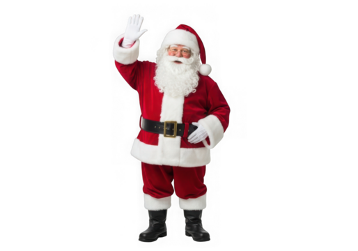 Santa claus waving hello isolated on transparent background