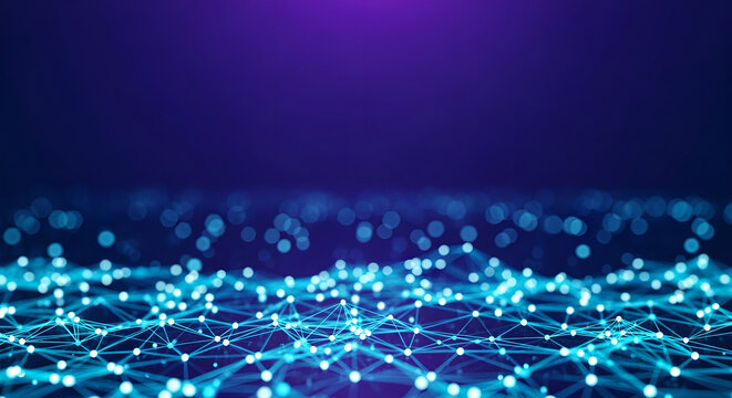 Digital Network Connection Abstract Blue Background Copy Space - Powered by Adobe