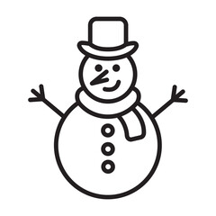 Line Christmas snowman icon vector illustration