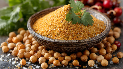 Chickpeas and Spices A Culinary Delight in a Rustic Bowl.