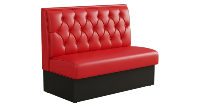 Red tufted diner booth isolated on transparent background