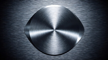 Circular metallic surface with radial texture and subtle reflections.