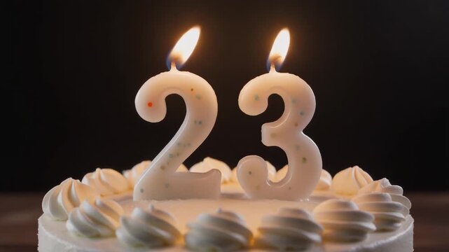 Celebrating 23 Years Birthday Cake with Number Candles