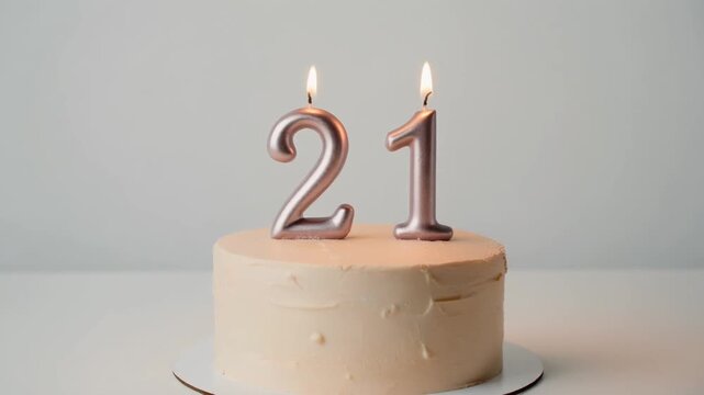 Celebrating 21st Birthday - A Delicious Cake with Sparkling Candles.