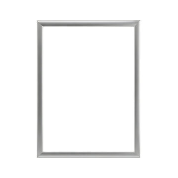 Simple thin silver metallic rectangular picture frame isolated on transparent background