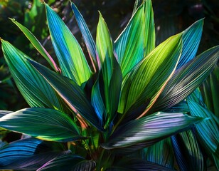exotic green plant with iridescent sheen on leaves