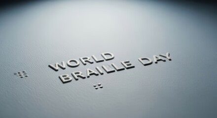 World braille day text embossed on a dark surface, representing accessibility and inclusion