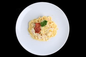 Quick Meal Menu, Carbonara Spaghetti. Food photography for use in menus