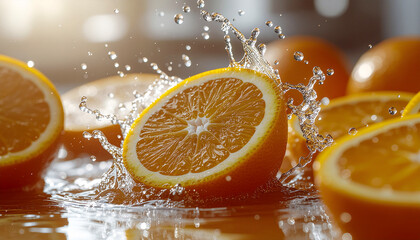 Orange Citrus Splash with Vitamin C Concept — Wellness Beverage Photography