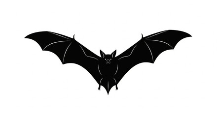 Black bat silhouette with umbrella vector illustration for autumn Halloween protection