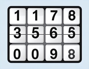 A flat-design illustration shows a digital display with numerical values arranged on a grid, showcasing the numbers one to nine and zero