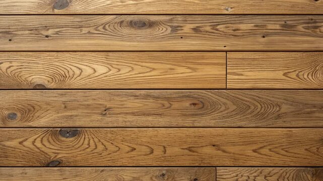 Close up of a wooden wall with horizontal planks and visible wood grain and knots pattern texture created with generated ai