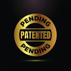 Gold patented pending label for legal protection concept