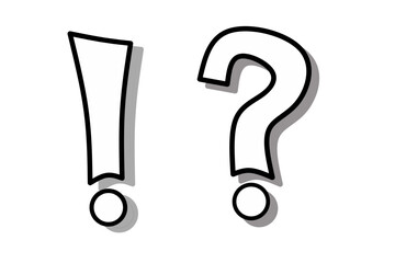 A hand-drawn exclamation and question mark expressing confusion, surprise, emphasis, curiosity, or mixed emotions for communication and creative designs