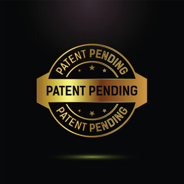 Golden Patent Pending Banner Seal on Black Background