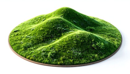 Miniature Green Hill Landscape on Round Base for Model Scenery.