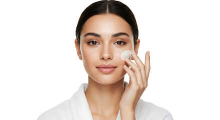 Woman Applying Facial Cream Skincare Routine for Healthy and Radiant Skin, Beauty Concept
