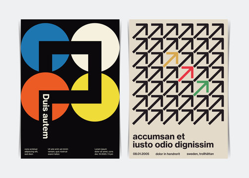 Midcentury Swiss Style Poster Template. Vector Illustration.