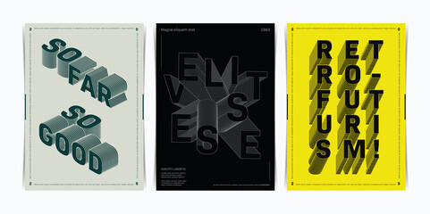 Set of Kinetic Futurist Poster Template. Vector Illustration.