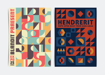 Set of Swiss Style Modular Poster Template. Vector Illustration.