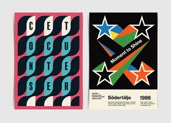 Swiss Wave Typography. Vector Illustration.