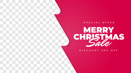 Christmas sale banner vector, merry christmas background  illustration with empty space for photo product media promotion