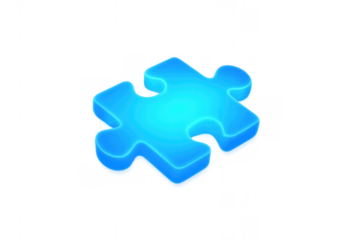 Blue 3d jigsaw puzzle piece finding solution and connection in problem solving strategy teamwork